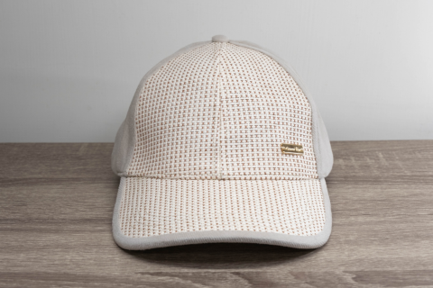 金標紙布棒球帽 (米白灰)