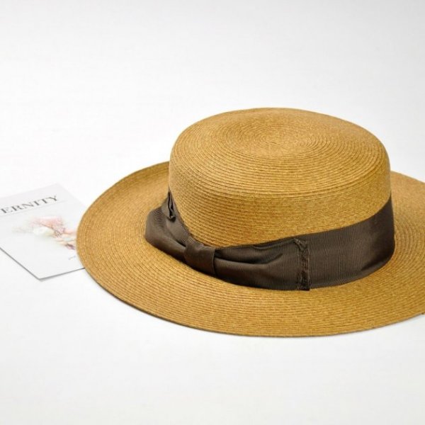 平頂紙編遮陽帽-棕色