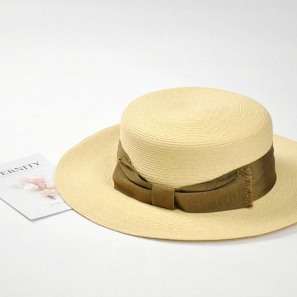 平頂紙編遮陽帽-米白色