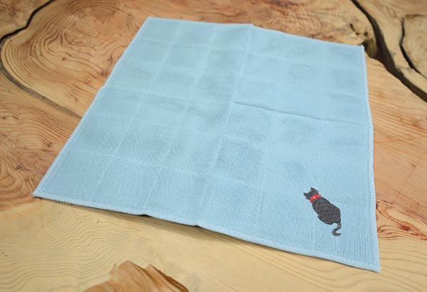 貓刺繡布巾 - 藍色 2