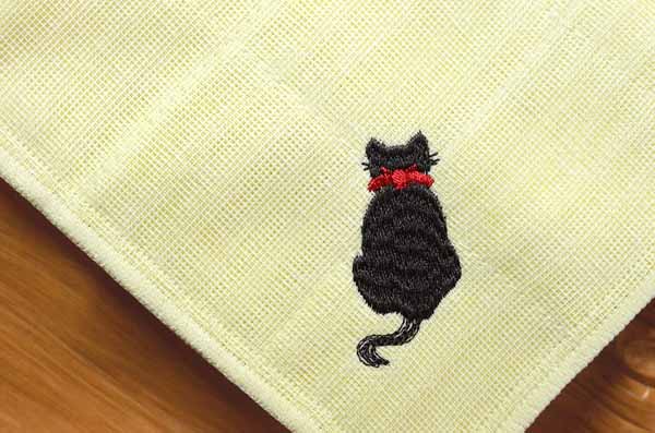 貓刺繡布巾 - 鮮黃 3