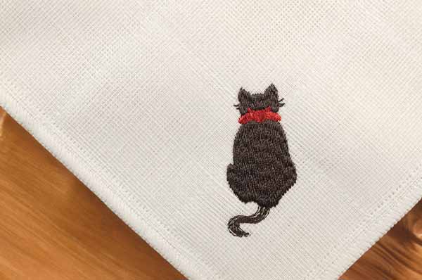 貓刺繡布巾 - 白色 3