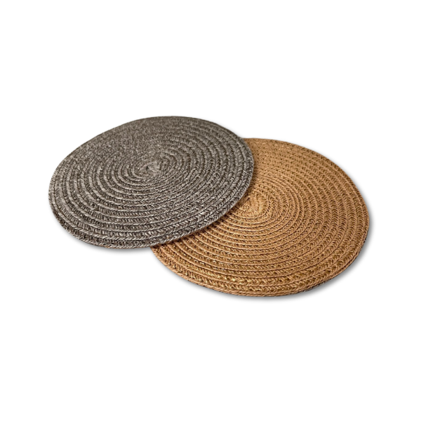 紙編帶杯墊(雙面) 摩卡灰／醇咖色