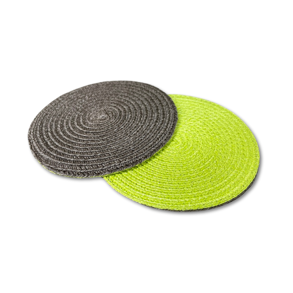 紙編帶杯墊(雙面) 摩卡灰／萊姆綠