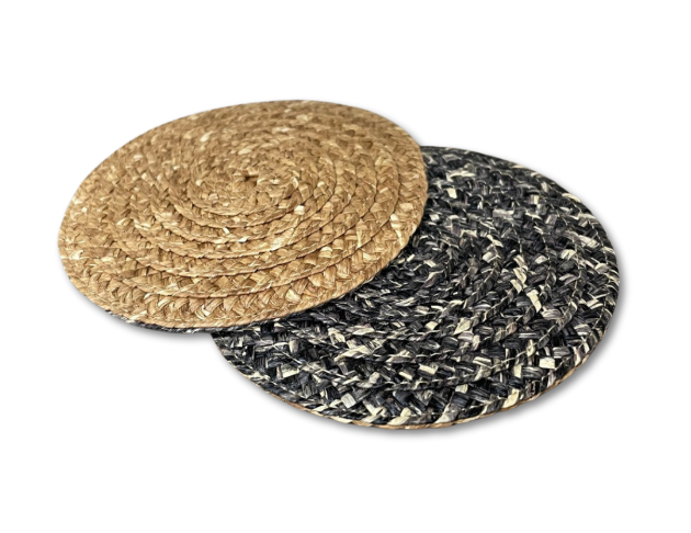 紙編帶杯墊(雙面) 混石黑 /深自然