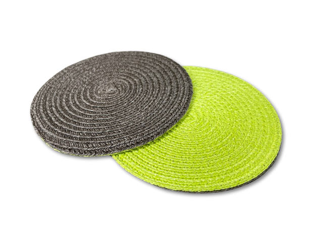 紙編帶杯墊(雙面) 摩卡灰/萊姆綠